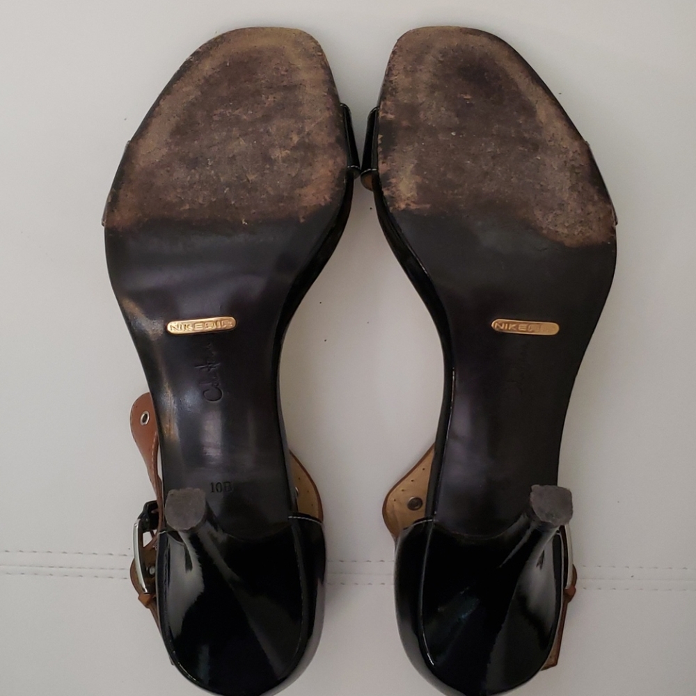 Cole Haan Patent Leather T Strap Sandal BLK s10B - Picture 6 of 8